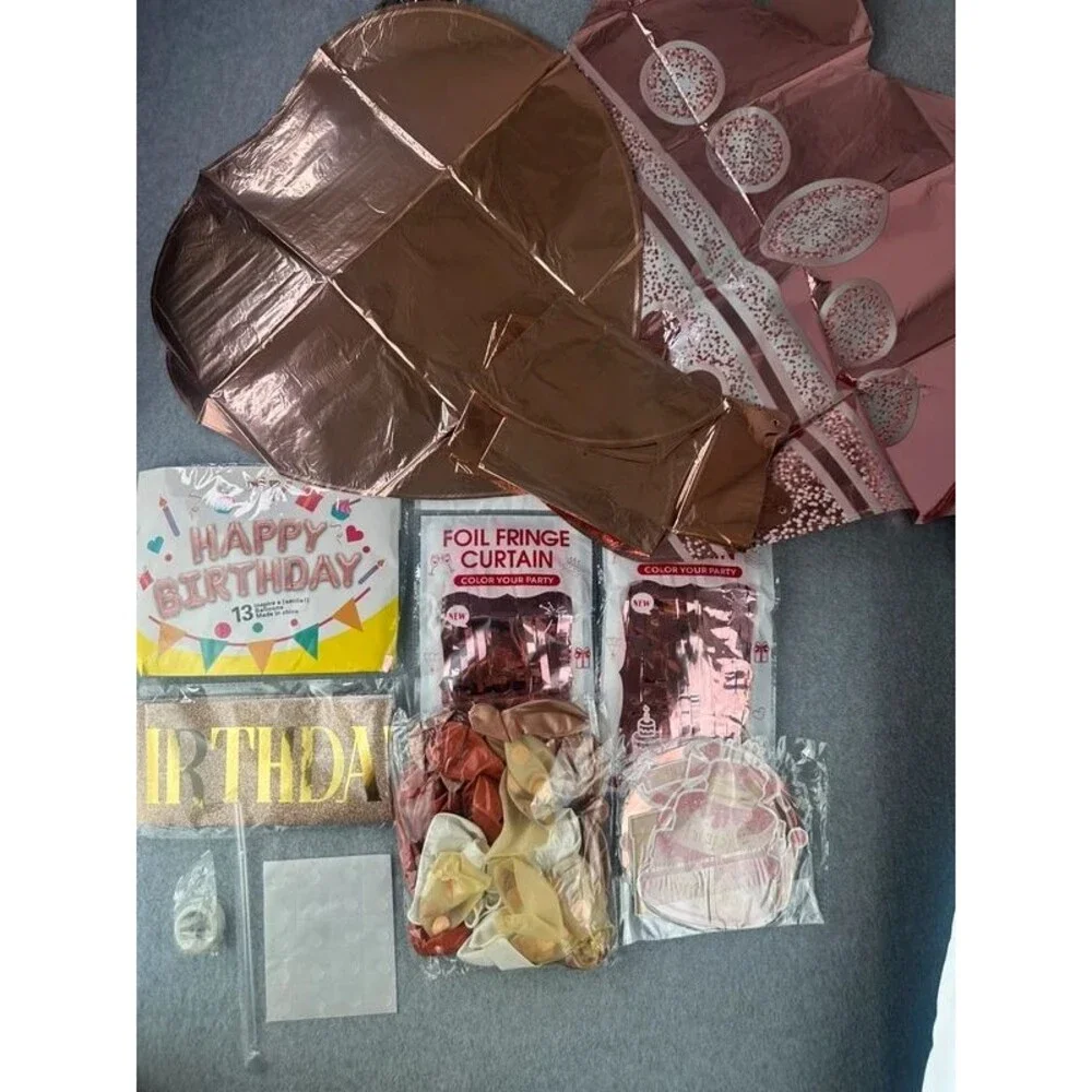 New Happy Birthday Girl Rose Gold Party Decoration Set